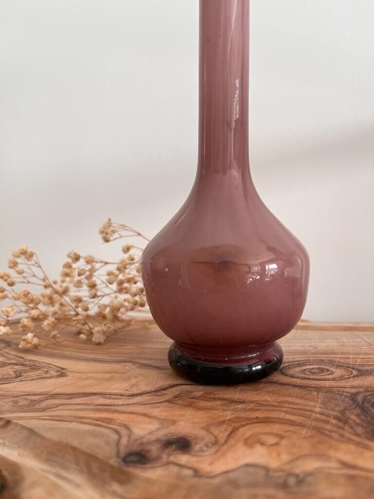 Vintage Encased Glass Amethyst Bud Vase Hand Blown Glass
