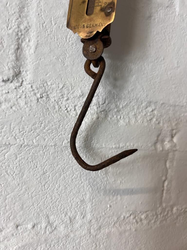 Vintage Brass Face Pocket Balance Made in Germany Hanging Scale 23 Pounds