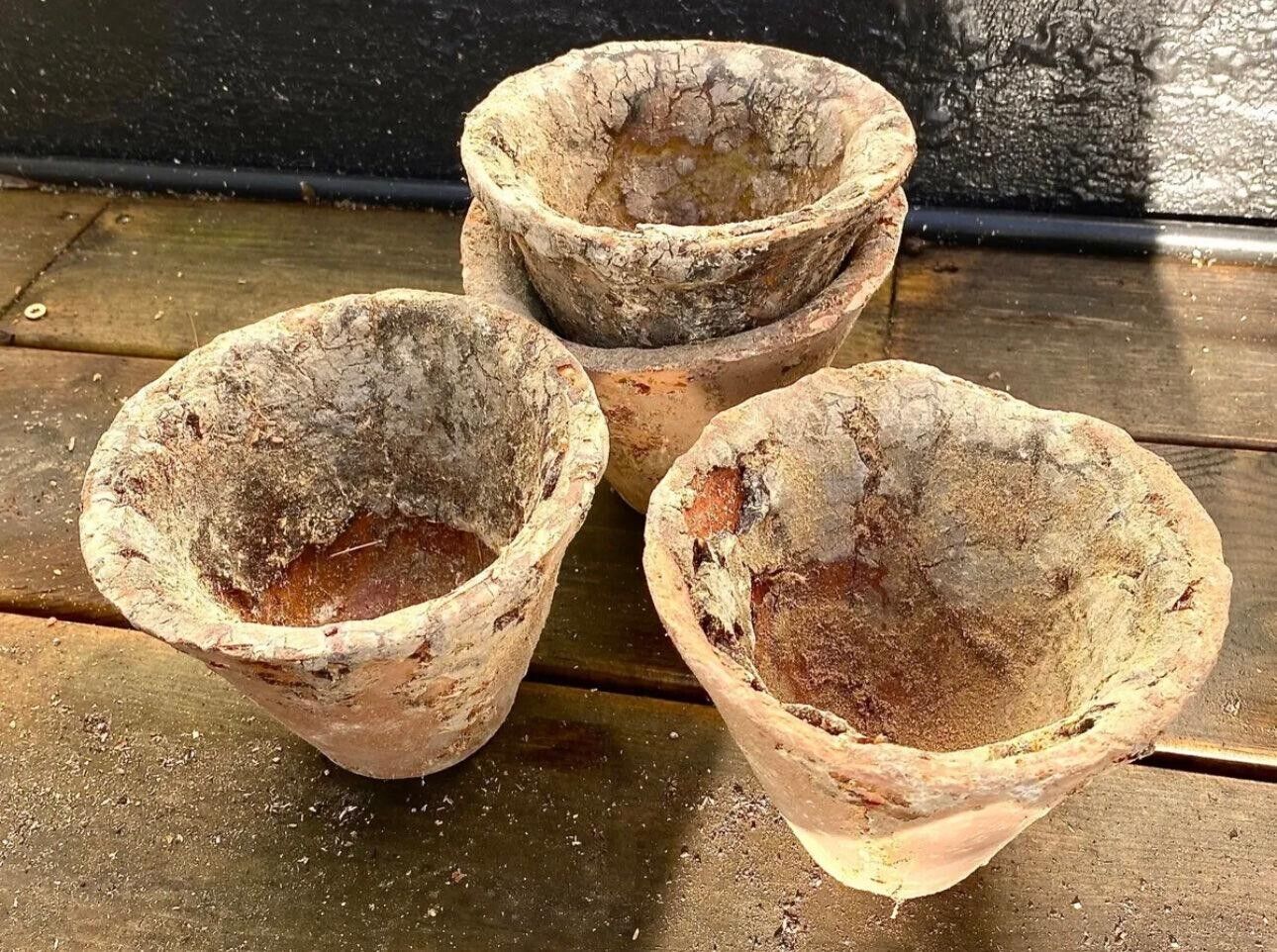 Antique French 19th Century Resin Pots terracotta flowers paintbrushes decor