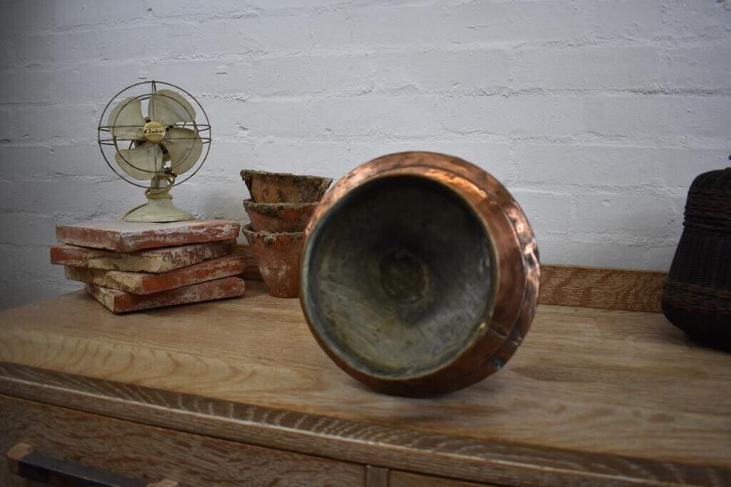 Large Turkish Hammered Copper & Brass Water Urn Carrier Pot 50cm (19.5") Vintage