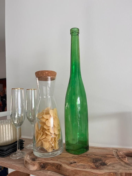 Tall Vintage Green Bottle Long Neck Olive Oil Storage Decorative Bottle 42cm