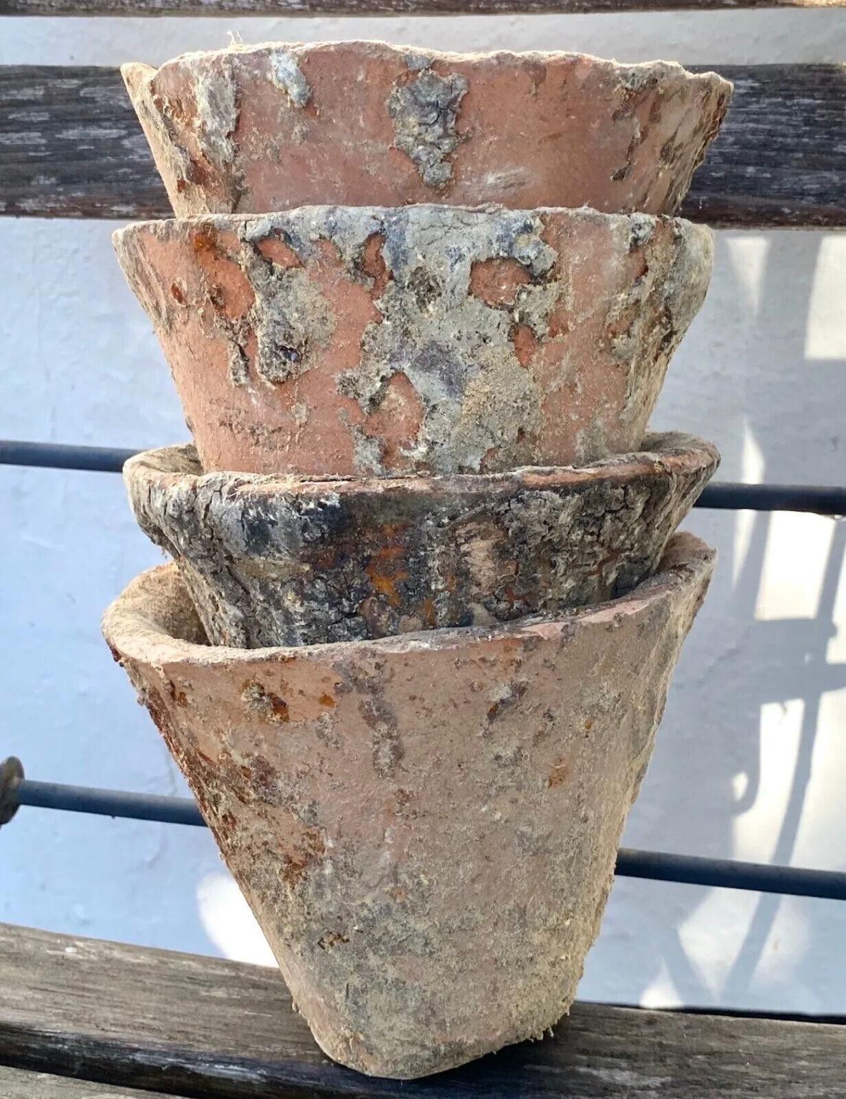 Antique French 19th Century Resin Pots terracotta flowers paintbrushes decor